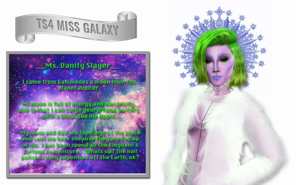 MsVanitySlayer's tweet image. Miss Ganimedes is here and this is my introduction. I´m sure you can´t forget me @TS4MissGalaxy Muaks!