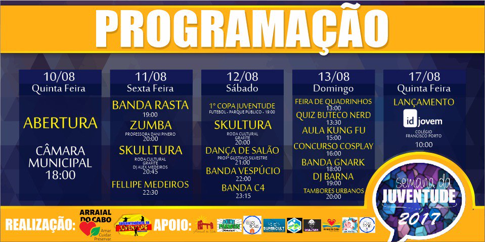 CantaFellipeM's tweet photo. A MELHOR PROGRAMAÇÃO PARA O SEU FINAL DE SEMANA. 

Fellipe Medeiros em Arraial do Cabo às 22h30. Se liga na programação completa.#FM #SMNJUV https://t.co/qE2D7Y2A05