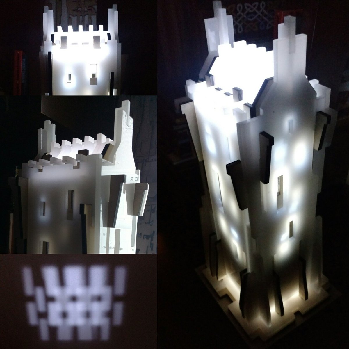 thehedgeclipper's tweet photo. Latest assembly of wee tower house... Almost there.. Thanks @MoonlighterMIA  #lighting #lasercutting #castle https://t.co/DLA1bbB5Er