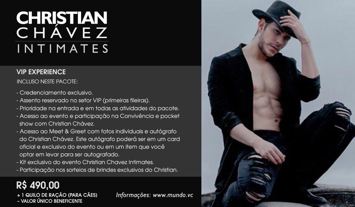 mundo_producoes's tweet photo. Informações e pacotes do evento exclusivo #intimates com @christiancha, em outubro. Garanta seu lugar. Info mundo.vc #Intimates #Brasil2017 https://t.co/EjMN3OszZc