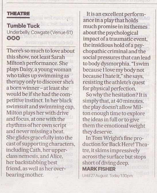 TumbleTuckPlay's tweet photo. "There's so much to love about this show" - Thanks @TheScotsman for another lovely review! #tumbletuck #edfringe17 https://t.co/UDQGtLWZCQ