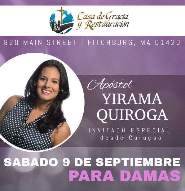 CGRestauracion's tweet photo. Casa de Gracia y Restauración--820 Main Street Fitchburg, MA--CELEBREMOS Te invitamos a ti y los tuyos, sábado 9 de septiembre 2017 -10:00am https://t.co/AbLYgUNuQO