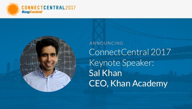 nmirchi's tweet photo. Announcing @RingCentral's #ConnectCentral17 Keynote Speaker: @SalKhanacademy, CEO, @KhanAcademy https://t.co/J39r4rrIDH https://t.co/oYArdZexEg