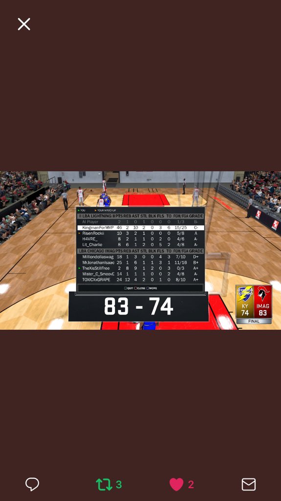 LBAChillZz's tweet photo. @ShaneBaker49 @LegacyBB2k @KingmanforMVP69 Bro... everyone on our team scored more than you... https://t.co/Tmrd3Sye8R