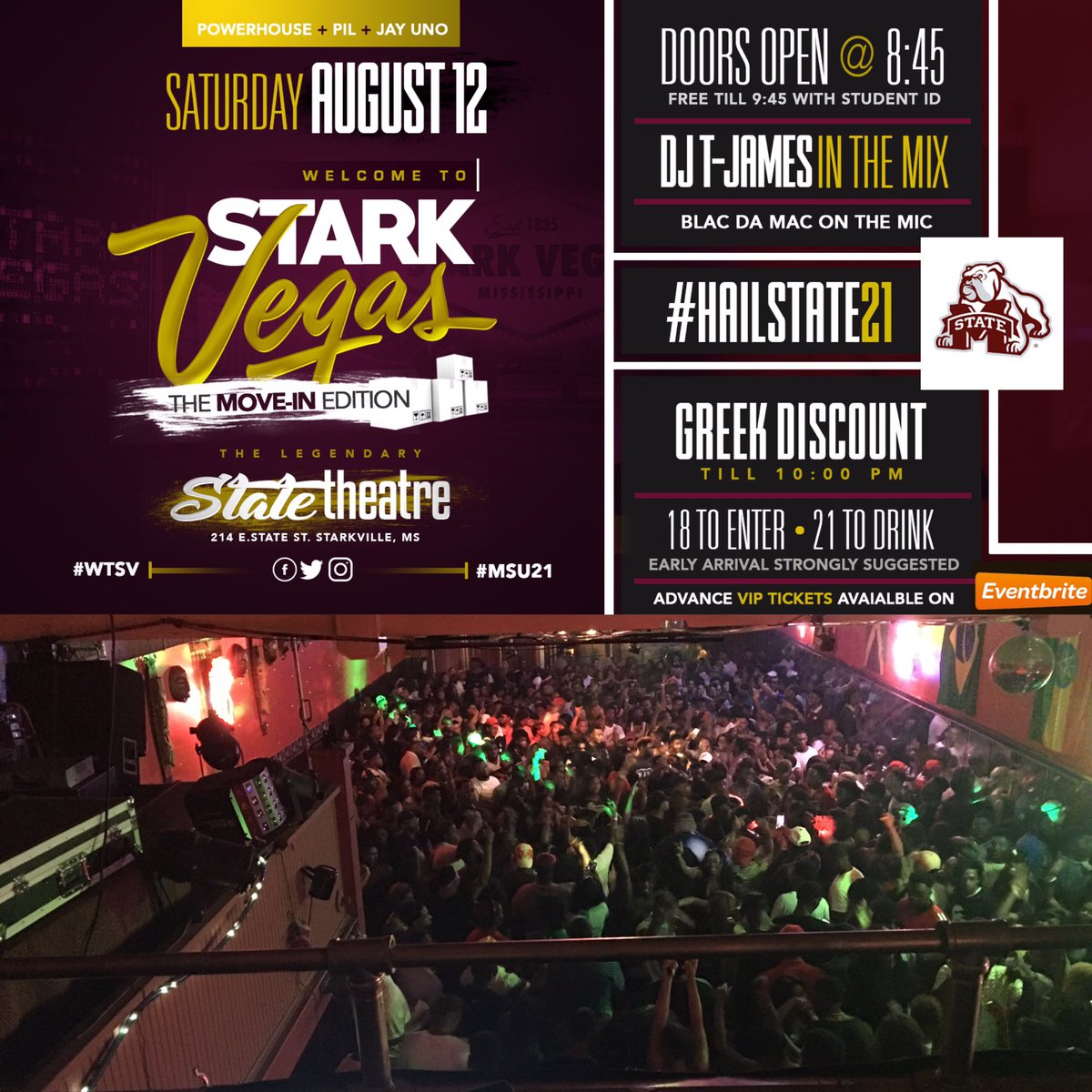 Non1of1's tweet photo. #WTSV π₯ Sat August 12 π OFFICIAL Move-In Party π Hosted by #MSU21 / #HailState21 π π£ @jay__uno @THEDESIGNGOD1 @djtjames601 @1N0NN0Nβ https://t.co/ZjlUtYZSQg