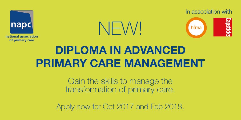 NAPC_NHS's tweet photo. News! We're launching a new diploma for people to develop the  skills to manage primary care at scale, more info: https://t.co/27qyoHHP2h https://t.co/omRpjUNA50