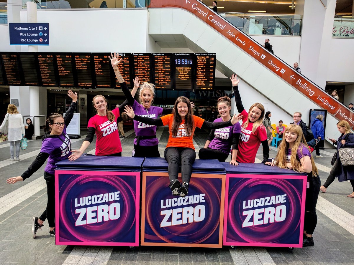 Jenscopromo's tweet photo. We are making alot of commuters veryβ happy! Everyone is loving our #LucozadeZero #ZeroToPay One More Day! @TROexperiential @NetworkRailBHM https://t.co/yY3HYH3eUX
