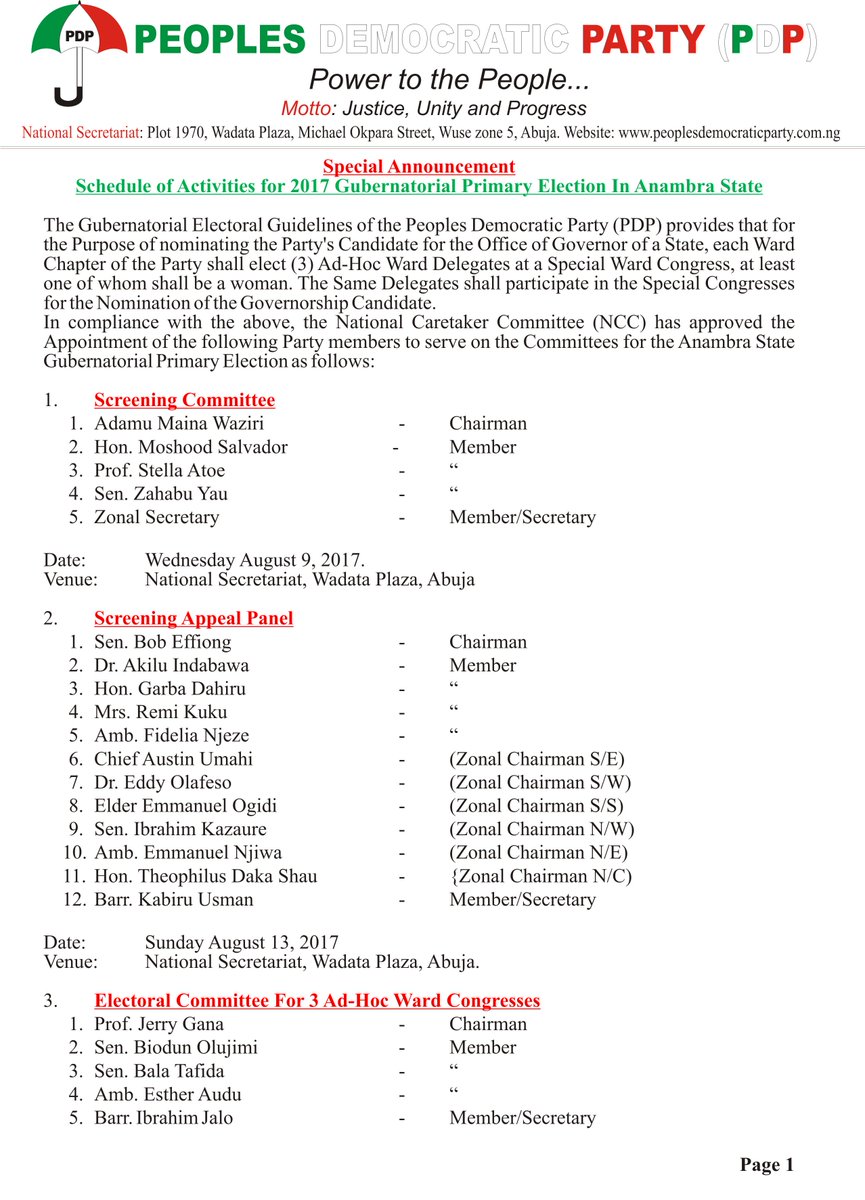 PDP screened Aspirants for forthcoming Anambra 2017 gubernatorial elections at its nat’l secretariat with Obaze, Ifeanyi Ubah, et al as candidates