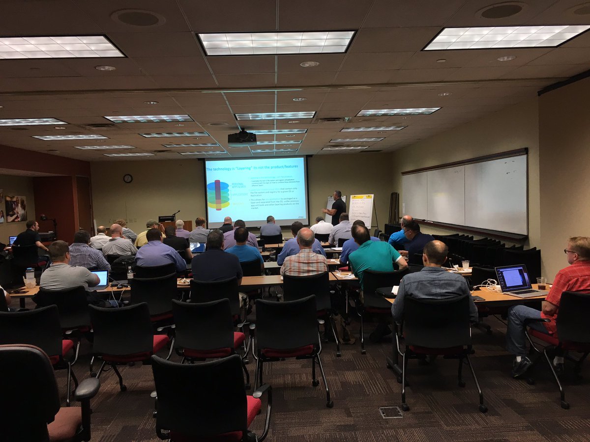 nerdiodave's tweet photo. @myCUGC @RonOglesby - Ron is leading a masterclass on #CitrixAppLayering #Citrix https://t.co/iQmiBc2b2x