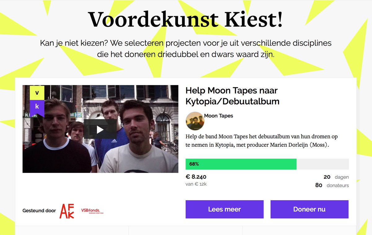 Very very nice, <a href="/voordekunst/">voordekunst</a> picked us as project of the month!! We still need your support to make it though! voordekunst.nl/ontdek/kiest