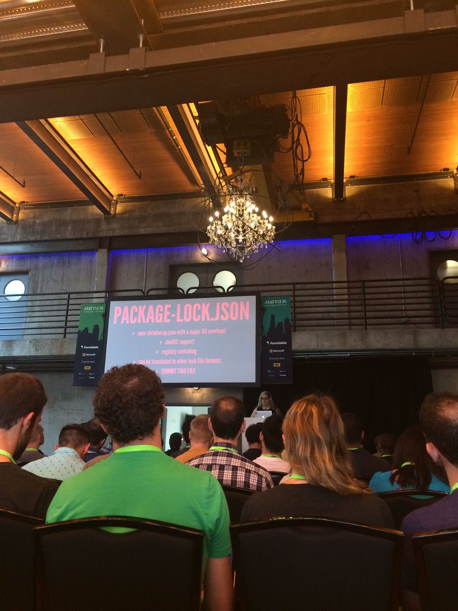 uxcitizen's tweet image. Commit the packagelock.json and never touch the node_modules &quot;Cheers, yarn.&quot; --@maybekatz #npm5 #SeattleJSConf