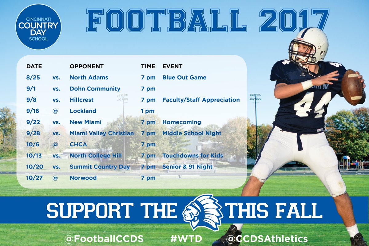 FootballCCDS's tweet photo. Updated 2017 schedule #WTD #BlueLineMentality https://t.co/zyBCYAP2F3