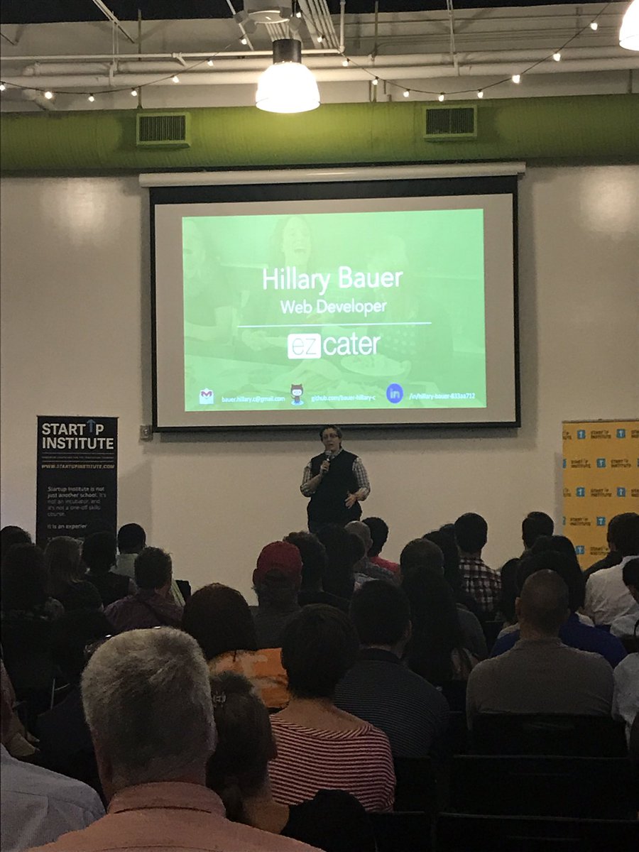 ezCater's tweet photo. Ok, one more! Hillary killing her @StartupInst #SITalentExpo pitch. Go Hillary! https://t.co/HwzrA0QNbR