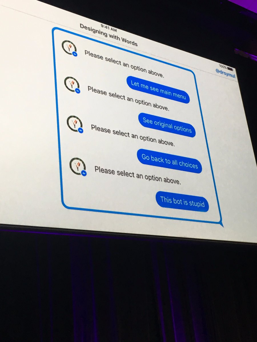Users are confident in holding conversations, so the design bar for conversational interfaces is higher <a href="/drsymul/">Grant Klein</a> <a href="/UXAustralia/">UXAustralia</a>