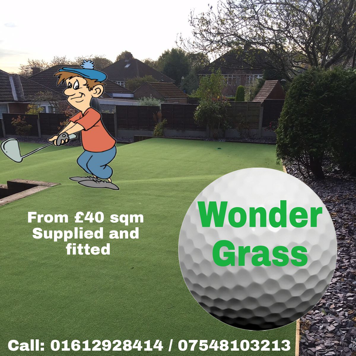 Wonder_Grass1's tweet photo. Fancy your own putting green in your back garden? #ArtificialGrass Call today for a free quote. #Manchester #stockport #tameside #Golf https://t.co/kScawfNnbn