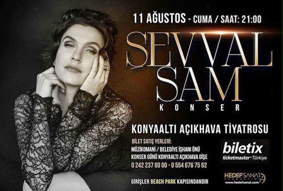 antalyaactivity's tweet photo. 📌ŞEVVAL SAM
📍Konyaaltı Açıkhava Tiyatrosu
📆11.08.2017
💳 @biletix 
 #şevvalsam #biletix #antalyactivity @sevvalsam @antalyaactivity #antalya https://t.co/pXzfyPee6e