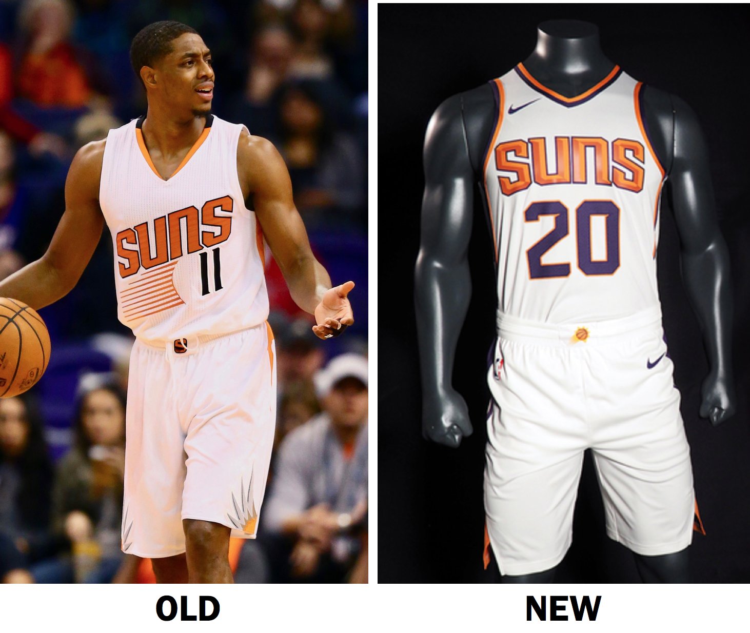 Paul Lukas on X: Comparison of Lakers' white uniforms, showing ad patch and new collar. (Old version was alternate, new one is primary or Association.) / X