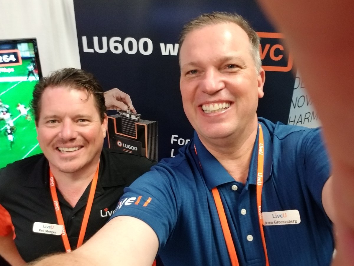 LiveU's tweet photo. Even the LU600 HEVC wanted in on the #TAB2017 selfie! https://t.co/wn01d4Zjja