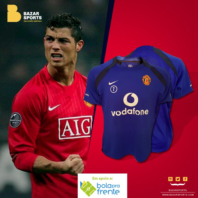 Camisa de treino utilizada por <a href="/Cristiano/">Cristiano Ronaldo</a> nos tempos de <a href="/ManUtd/">Manchester United</a> ? No <a href="/BazarSports/">bazarsports.com</a>! Toda renda será destinada ao Instituto <a href="/bolaprafrente/">Bola Pra Frente</a>.