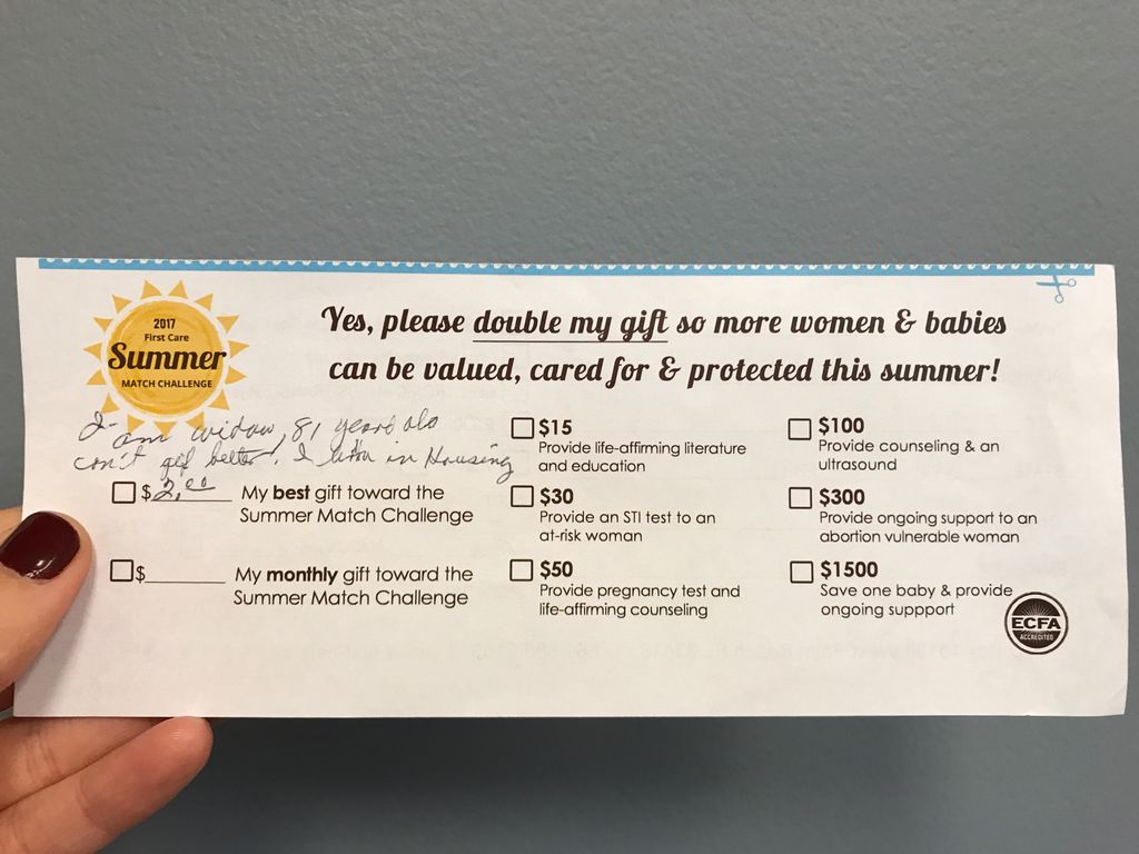FirstCare4Life's tweet photo. This is what faith looks like. Even $2 can make a difference for life! https://t.co/gifbPV1P0o