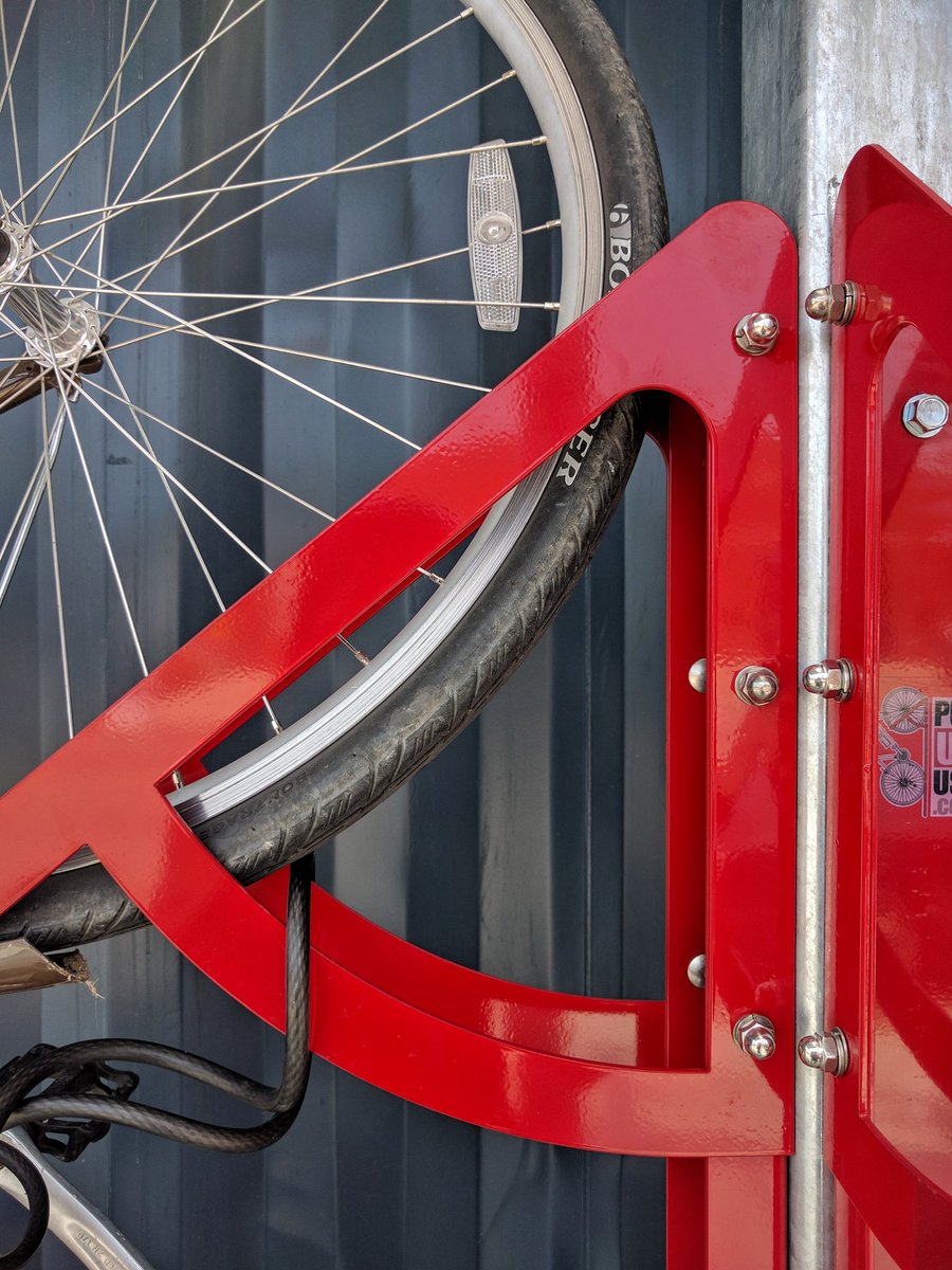 TulsaBoxyard's tweet image. Slick cherry red holsters for that racer of yours. 

Alt cap: Bike racks are here under the East staircase!