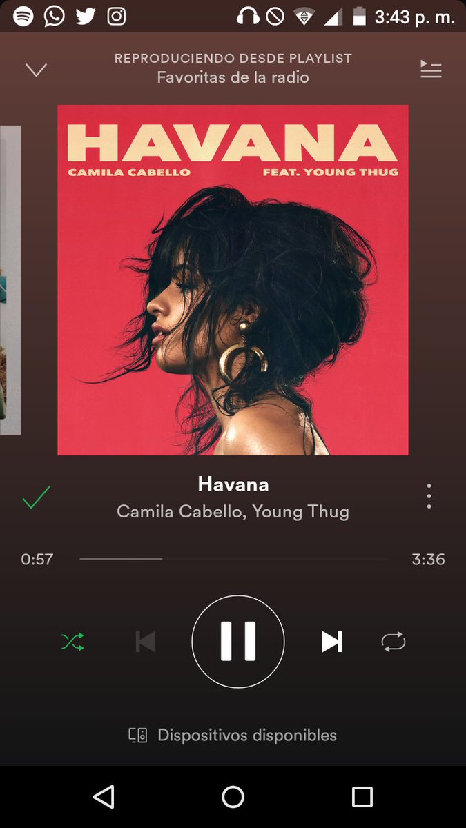 Camila331997's tweet photo. No me canso de escucharlo ❤🎶 #OMG  #Havana @Camila_Cabello @Spotify https://t.co/H5DQxO4CVH