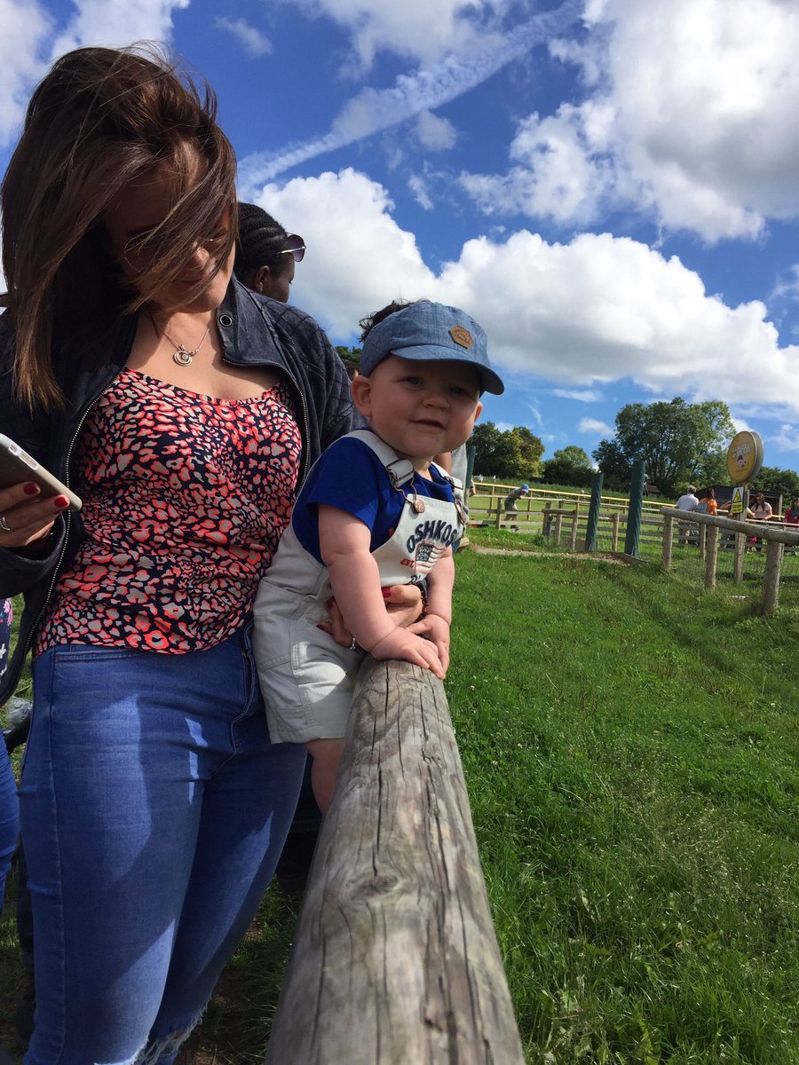 Watching the pig race #cheeky boy