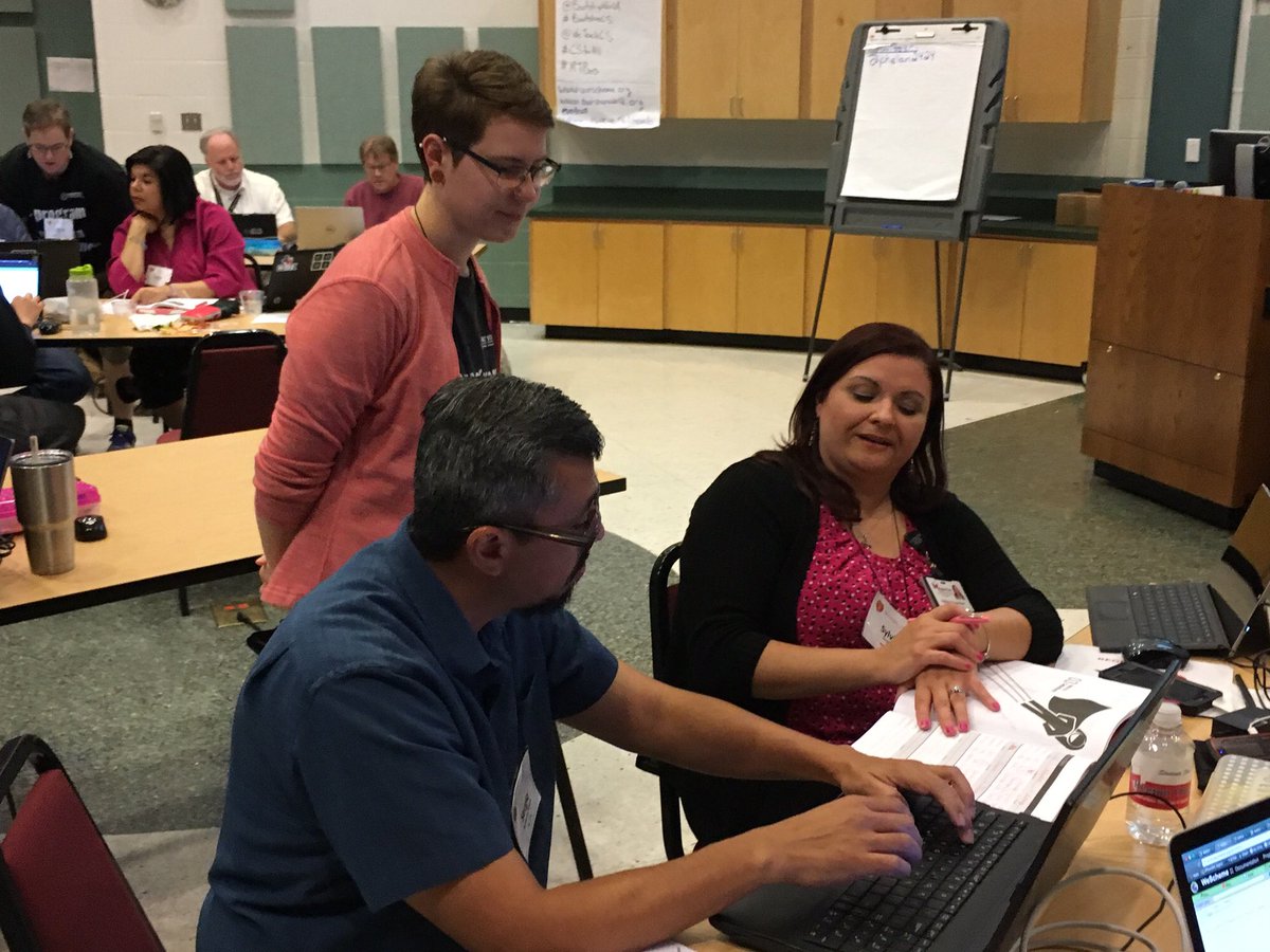 Bootstrapworld's tweet image. The fun continues today in Edinburg as these Texas teachers dive deeper into the Bootstrap: Algebra curriculum.  #BootstrapCS