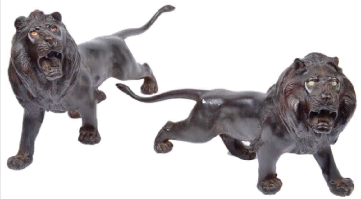 boningtons's tweet photo. For #WorldLionDay, a pair of #Japanese #MeijiPeriod #bronze #lions, sold by #Boningtons in June.
#wildlife #art #sculpture #essex #auction https://t.co/Lfhcj06Q8q