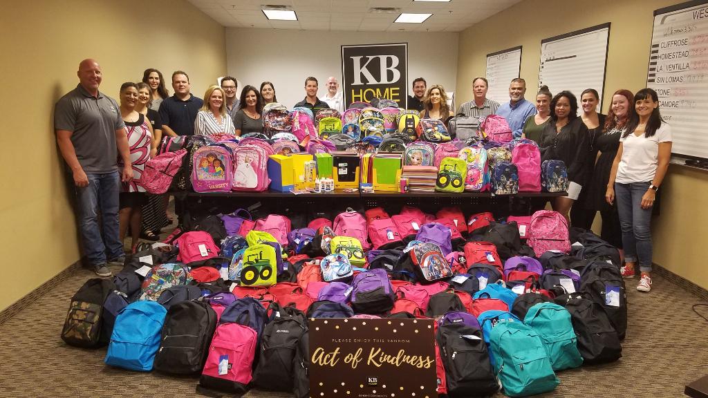 kbhome's tweet photo. #TBT #KBHomePhoenix donated 274 backpacks to @SavetheFamily so that every child has a good first day of school. #60ActsOfKindness https://t.co/JppHI8mQtc