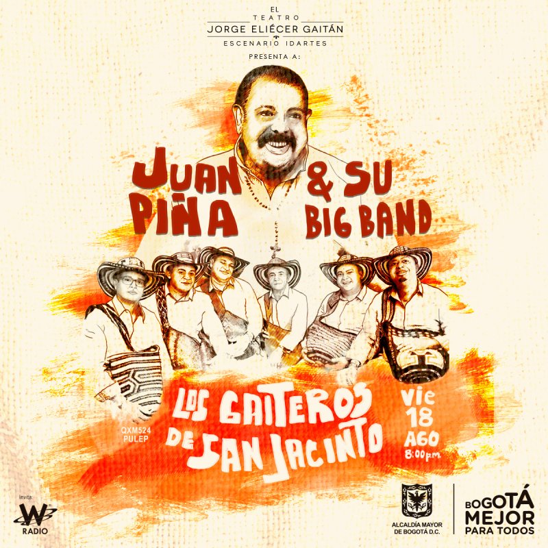 idartes's tweet photo. Este 18 de agosto llega el sabor de Juan Piña y Los Gaiteros de San Jacinto con vallenato, cumbia, porro sabanero y más al @TeatroJEG https://t.co/keqTFVhUDj
