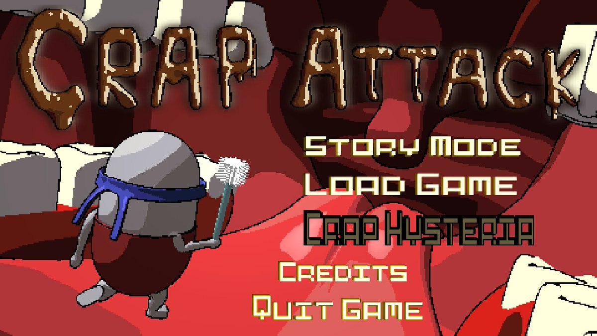 CatomGames's tweet photo. The #mainscreen ! #crapattack #nomercyforthepoo #gamedev #indiedev #pixelart #pcgame #androiddev #androidgame #poop https://t.co/p1DwwM7zvf