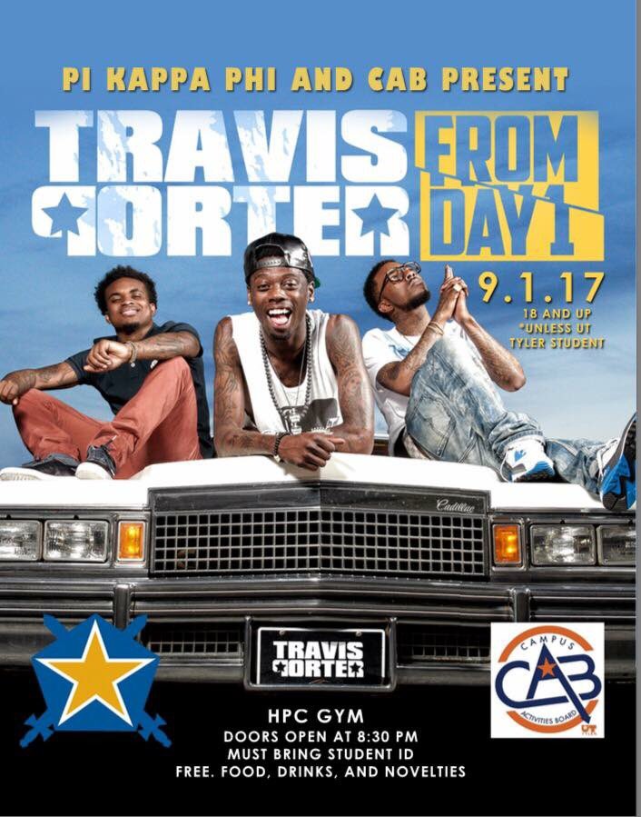 September 1st! HPC gym! Travis Porter! Best part? It's FREE! Free food and drinks will be included too! Come out and have a good time!