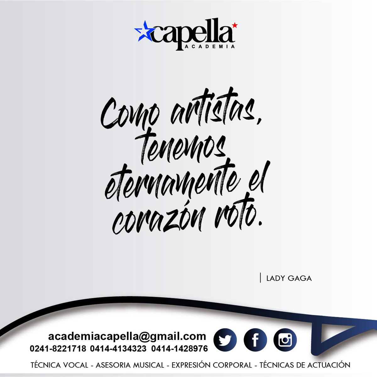 AcademiaCapella's tweet photo. Tú naciste para ser estrella ¡Inscripciones abiertas! Comunícate al (0241) 822.95.12 o (0414) 142.89.76 #ForjandoEstrellas https://t.co/hJWbIJ2AUq