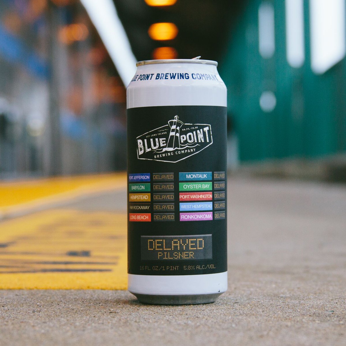BeerNecessities's tweet photo. Psyched we can now drink @BluePointBrewer's #DelayedPilsner in Penn Station, where the trains are TRYING TO RUIN OUR LIVES. #DrinkTheDelay https://t.co/gfOU6Njj6g