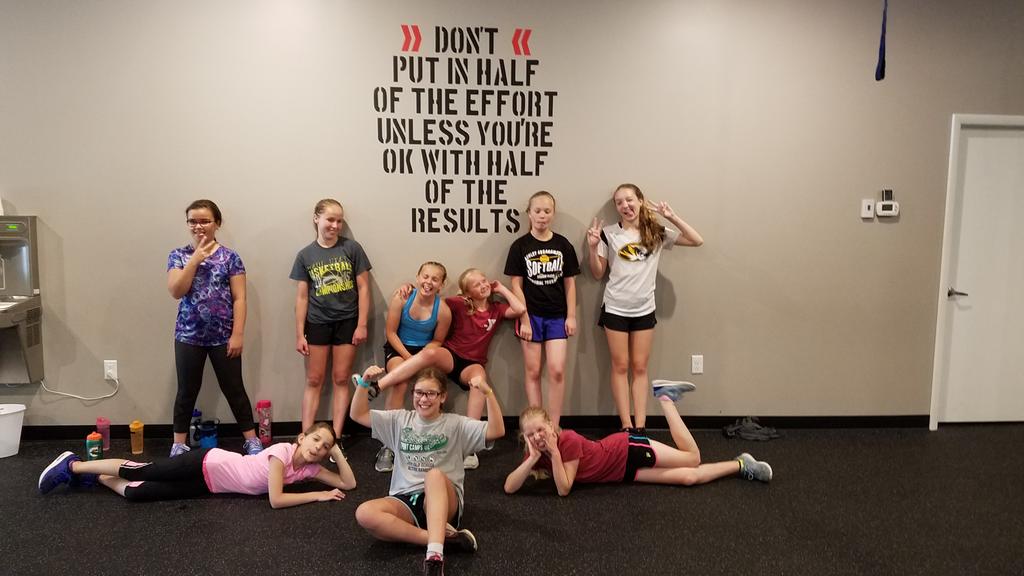 Silly middle schoolers post workout fun.