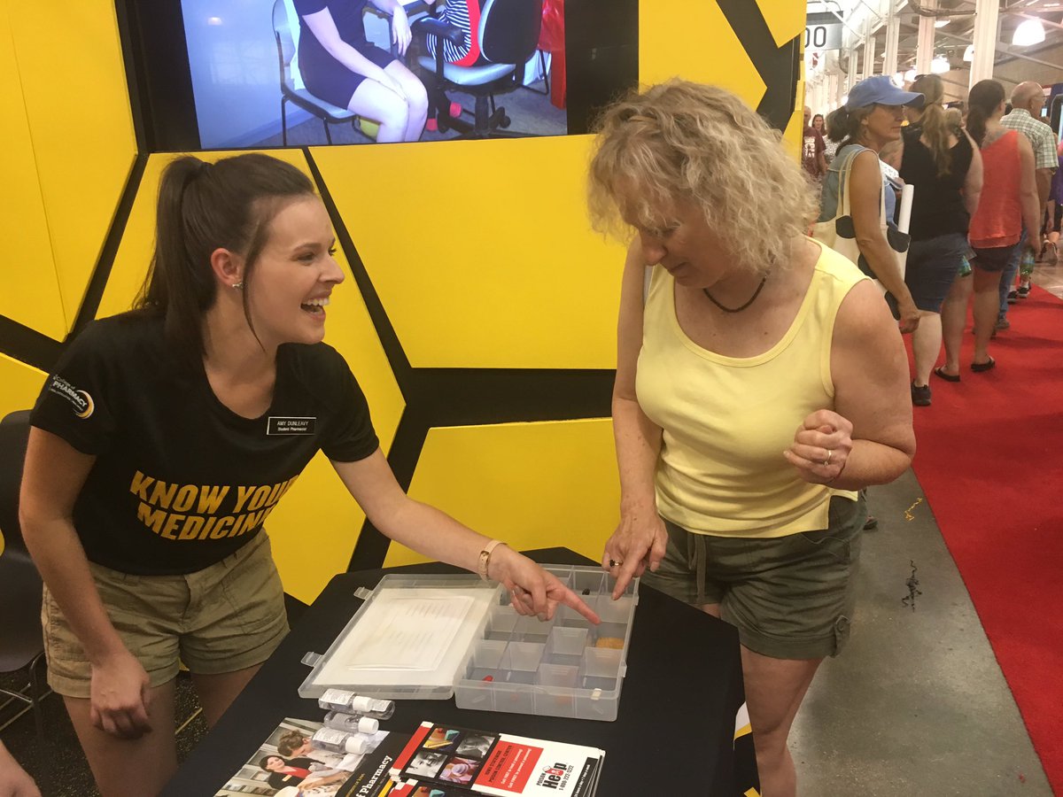 UIPharmacy's tweet photo. We had such a fun day providing medication safety information to fairgoers at the @IowaStateFair! #HawkeyeStateFair https://t.co/6DgMjkZxoV