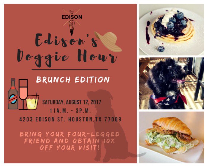 Join us Saturday for our brunch #doghappyhour and bring your furry friends to obtain 10% discount on your bill!