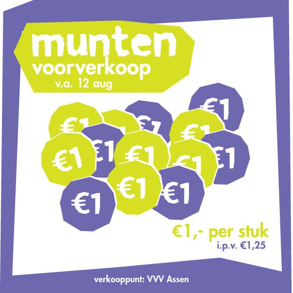 Klaar voor de start? Morgen(12 aug)start de voorverkoop van de consumptiemuntjes! Wees er snel bij: we verkopen maar 10.000 muntjes en OP=OP