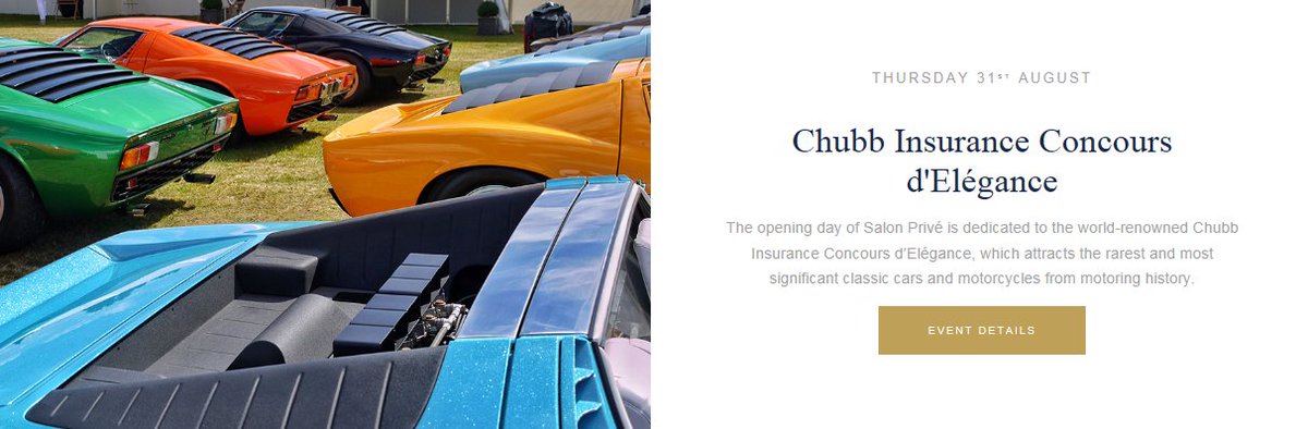 Salon Privé 2017 takes place in just over 2 weeks and Chubb are proud to be key sponsors! Take a look bit.ly/2uyaUUN <a href="/SalonPriveUK/">SalonPrivé</a>