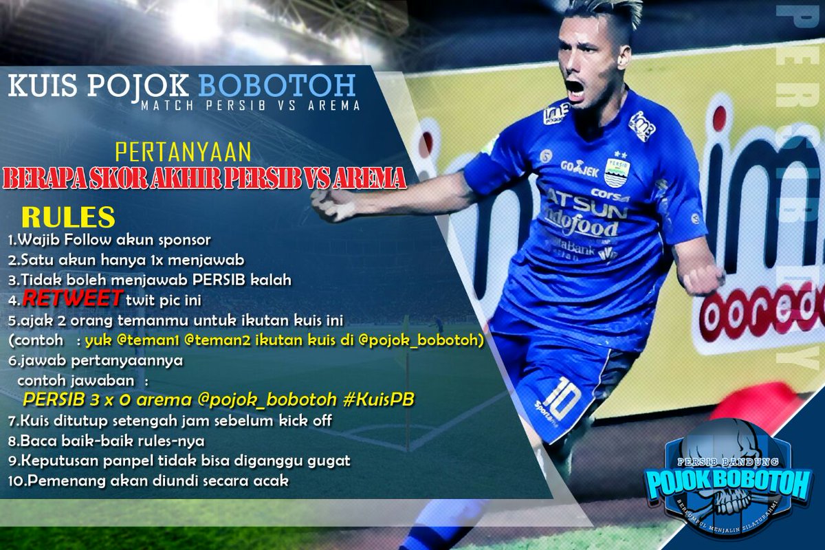 pojokbobotoh's tweet photo. Tebak Skor Arema vs Persib berhadiah pulsa 50K untuk 2pemenang *wajib retwit ini #KuisPB https://t.co/eZ5tYs8kl7