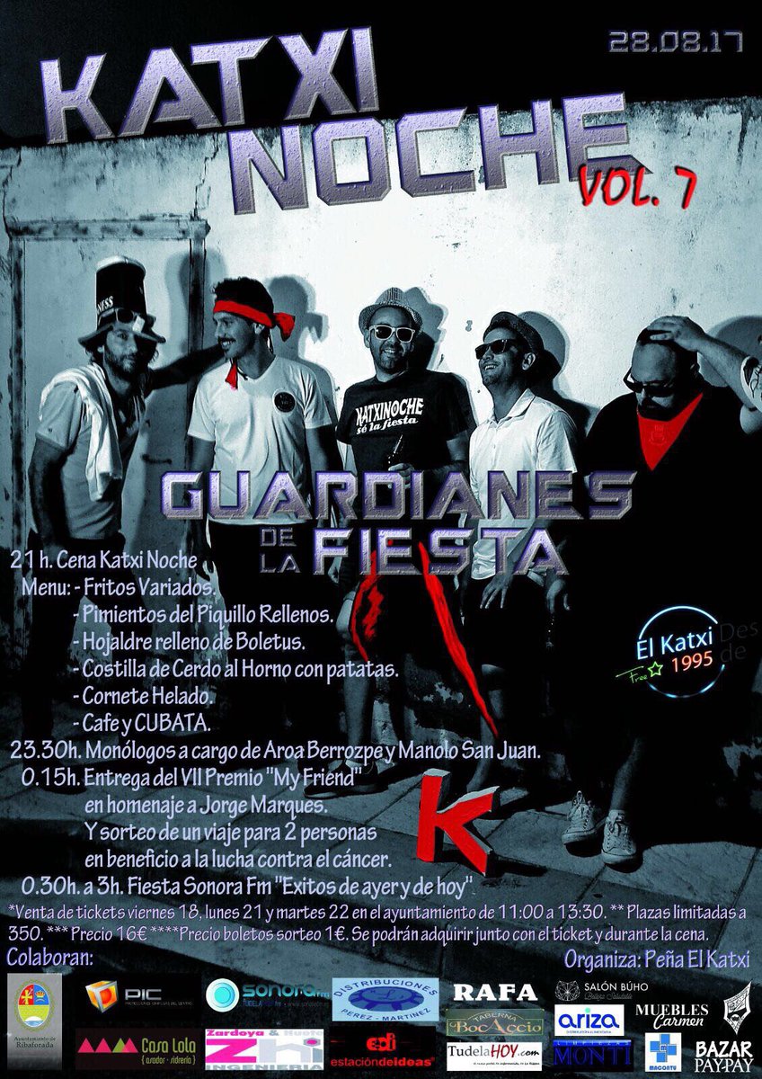 elkatxi's tweet photo. Cuenta atrás #Ribaforada ,  vuelve #KatxiNoche #Monologos #PremioMyFriend #FiestaExitos el viernes 18 ya te puedes apuntar a la #cena https://t.co/L4xRCHi8ee