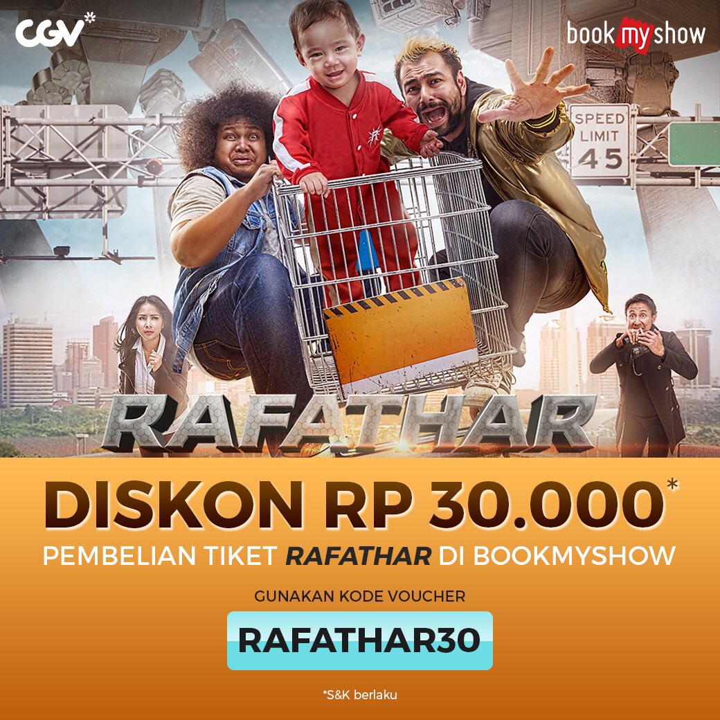 Ajak keluargamu beli tiket #RafatharMovie di <a href="/CGV_ID/">CGV Cinemas</a> dapat DISKON Rp 30.000 dgn kode RAFATHAR30 hanya di BookMyShow. bit.ly/tiket-rafathar