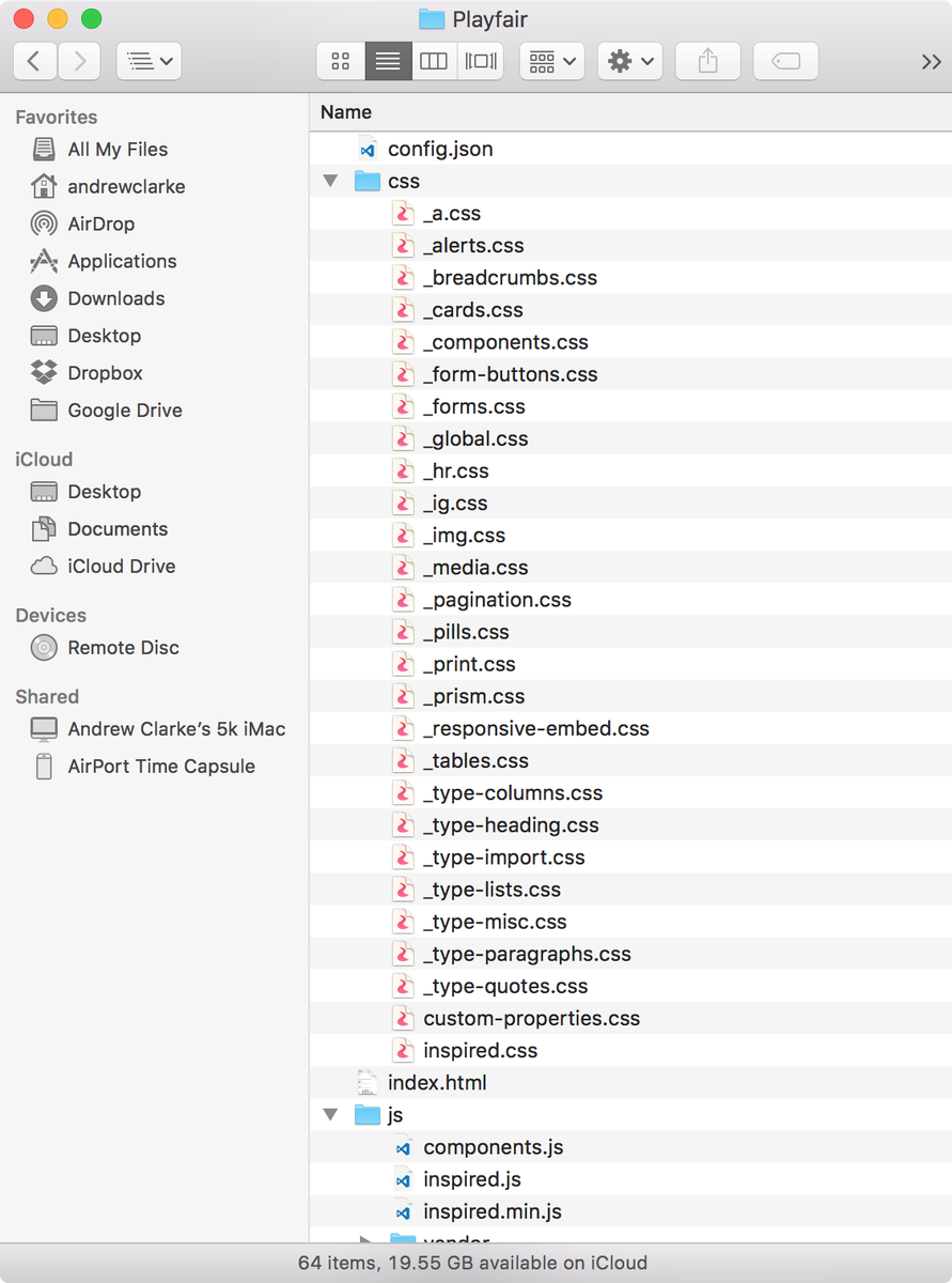 inspired_guides's tweet photo. I’ve been asked a few times about how the style guides‘ HTML and CSS is structured. Here‘s two Finder windows. – AC https://t.co/b5Ws1WbfDC