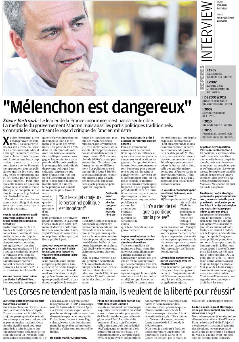 xavierbertrand's tweet photo. « Il n'y a rien de tel que la politique par la preuve ! »
À lire dans @Corse_Matin ⬇️ https://t.co/ks87yUKGPH