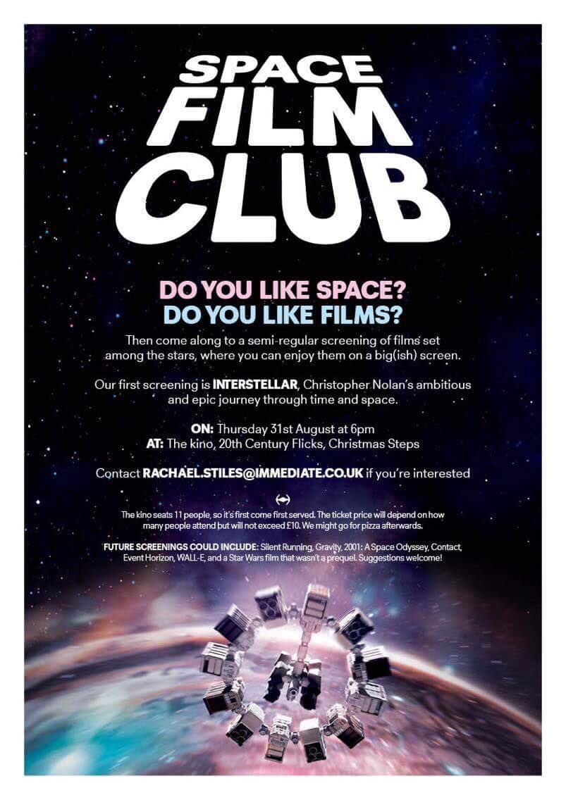 Love sci-fi films? @RachaelStiles has set up the Space Film Club! First screening is Interstellar at @20thCFlicks! #Bristol #SciFi
