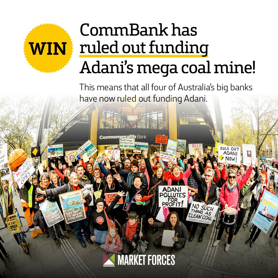 market_forces's tweet photo. Great win for all those people working to #stopadani's massive Carmichael #coal mine! Now to stop the #NAIF funding https://t.co/nb1AoHe4nJ https://t.co/AOnOjwPDhD