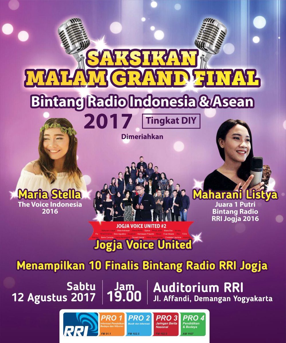Universal Music Indonesia (@umusicindonesia) on Twitter photo Saksikan <a href="/mariastella23_/">Maria Stella KD</a> di Malam Grand Final Bintang Radio Indonesia & Asean - Auditorium Yogyakarta! Sabtu 12 Agustus 2017 jam 7 malam. Saksikan <a href="/mariastella23_/">Maria Stella KD</a> di Malam Grand Final Bintang Radio Indonesia & Asean - Auditorium Yogyakarta! Sabtu 12 Agustus 2017 jam 7 malam.