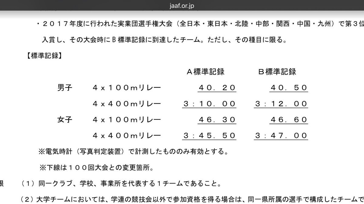 日本陸上競技連盟 Twitterissa ジュニオリ 日本選手権リレー ジュニアオリンピック と日本選手権リレーの大会要項と申込フォームを掲載しました 日本選手権リレーの参加標準記録が上がりました T Co Lju16frrtr T Co X36yjyvlwn