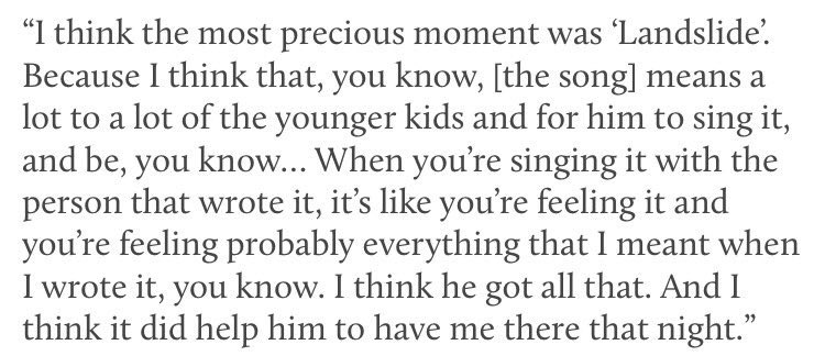 HLupdates's tweet photo. #Quote | Stevie Nicks on performing with Harry. https://t.co/2xn2K0YRi1